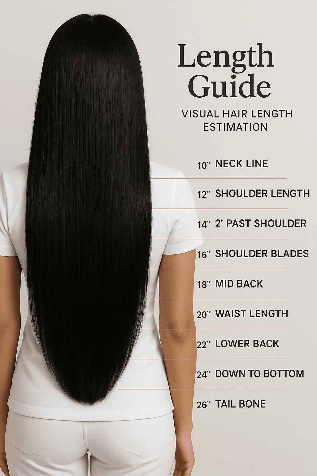 Hair extension length comparison chart